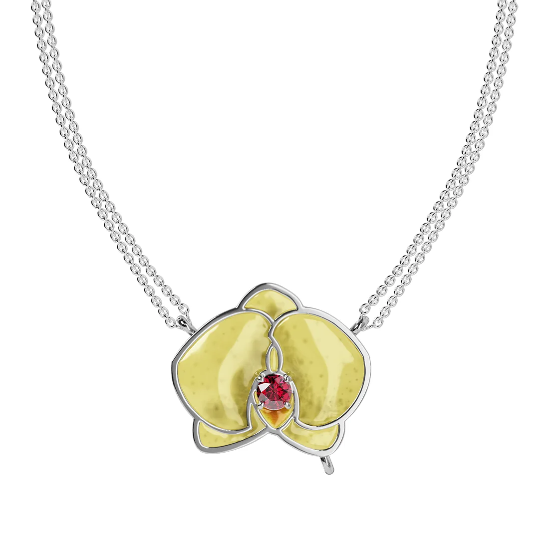 BNQL Collana con ciondolo a forma di orchidea in oro rosa, con ciondolo a forma di orchidea, con perle a goccia, gioielli di ispirazione, Acciaio inossidabile, Perla